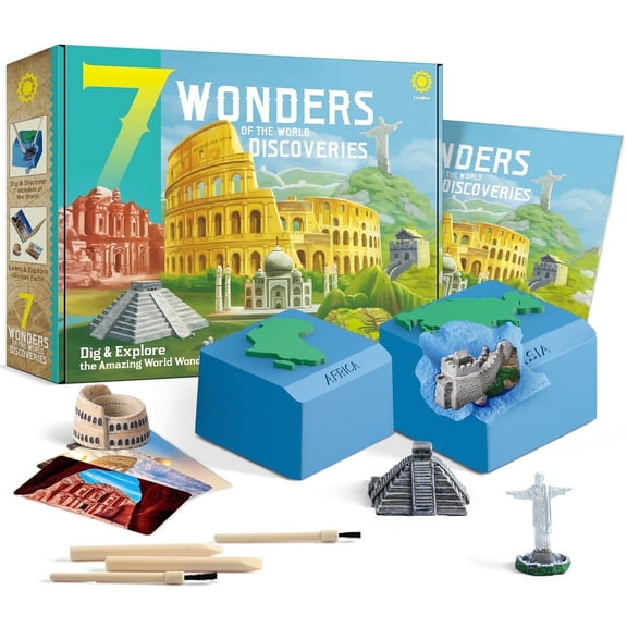 Piano Potato 7 Wonders of the World Excavation Kit, Digging STEM Toy for Kids 6-12, Dig Ancient Landmarks, Educational Architecture Gift Set