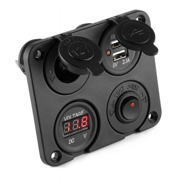 DC 12V-24V Car Boat Socket Dual USB Charger Voltmeter Switch Panel for Vehicle Car Boat Motor Home,1 x Dual USB Charger,Photo Color