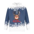 thumbnail image 2 of Men’s Pullover Hoodie with Reindeer and Snowflake Print Holiday Theme Long Sleeve Hooded Sweatshirt Casual Fit Navy 3XL, 2 of 4