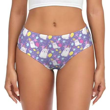 Womens Underwear - Happy Birthday Alpaca Balloon No Show Seamless Underwear for Women  Kawaii Soft Stretch Women s Panties  Hipster Ladies Panties Bikini Underwear Briefs