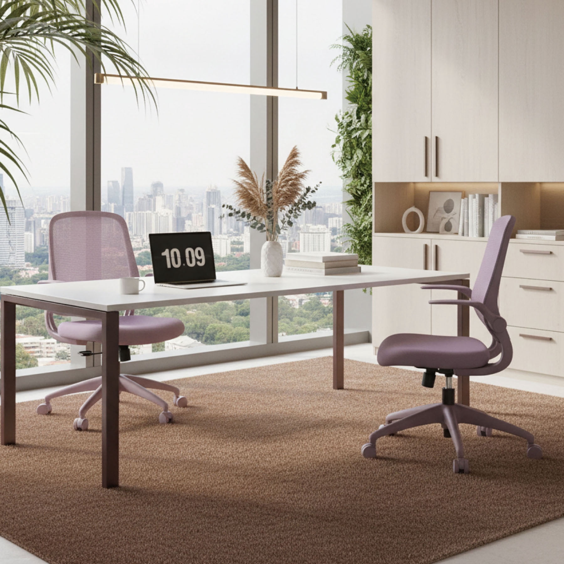 S-HOME Modern Ergonomic Mesh Back Office Chair With Fireproof Nylon Fabric, Rotating Design And Gas Lift For Support, Adjustable Height And Flip-Up Armrests  For Home Offices, Purple