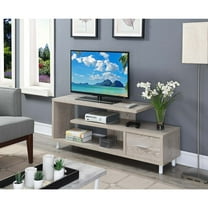 Homestock Earthy Elements 60 Inch Tv Stand With Shelves, Ice White, 59"L X 15.5"W X 23.5"H, Drawer For Concealed Storage, Rectangular