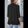 thumbnail image 4 of Cárdigan Abierto para Mujer, 3/4, Tejido Suave Drapeado, Color Negro, Talla S, 4 of 7