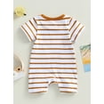 thumbnail image 4 of Wassery Newborn Baby Boy Girl Romper 3 6 12 18 Months Infant Boys Girls Summer Outfit Short Sleeves Pocket Stripe Bodysuit One Piece Jumpsuit Cute Infant Clothes, 4 of 8