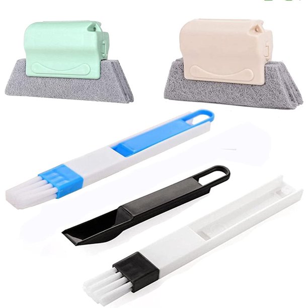 2 cepillos de limpieza para ranuras de ventana + 2 cepillos de limpieza 2 en 1 para mini ranuras de ventana, limpia rápidamente todas las esquinas y grietas de ventanas, cocinas, casas. esquí esquí Gafas de esquí