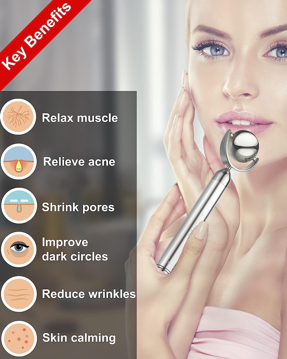 *Electric Ice Roller for Face and Eye, Amirce Facial Ice Roller Beauty Tools, Electric Massage Ice Roller for Puffiness, Ice Face Eye Massage Roller, Skin Care Tools*