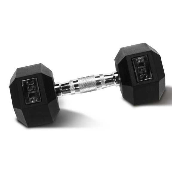 EDX 35 LB Rubber Hex Dumbbell – Anti-Roll Grip for Strength Training, Home Gym & Full-Body Workouts