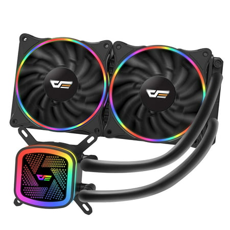 darkFlash DT240 240mm Water Liquid Cooling Cooler Radiator with 2PCS 120mm LED Rainbow Lighting Case Fan CPU Cooler (Best Water Cooling Liquid)
