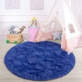 thumbnail image 7 of Junovo Round Fluffy Area Rugs For Kids Girls Princess Castle Plush Shaggy Carpet Cute Circle Nursery Rug For Kids Room Bedroom Living Room,4'x4',Indigo, 7 of 7