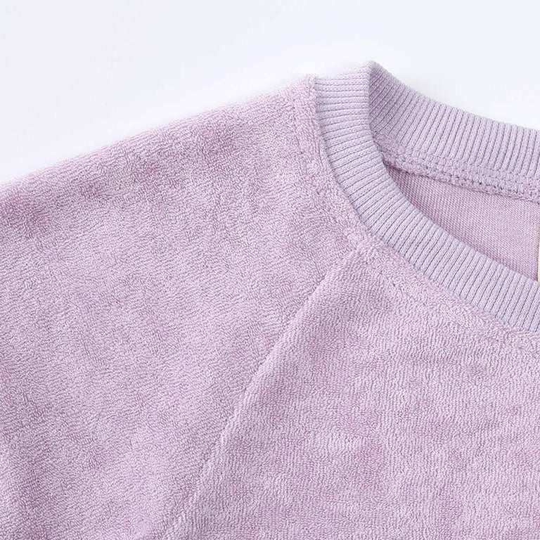 PURPLE LONG SLEEVES SWEATER IN CREPE FRENCH TERRY, BABY PURPLE LONG SLEEVES SWEATER IN CREPE FRENCH TERRY, BABY