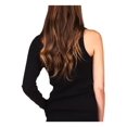 thumbnail image 2 of MICHAEL MICHAEL KORS Womens Black Stretch Ribbed One Sleeve Long Sleeve V Neck Party Top M, 2 of 2