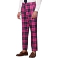 thumbnail image 5 of INSPIRE CHIC Men's Pants Plaid Casual Regular Fit Flat Front Stretch Checked Trousers 28 Rose Red, 5 of 7