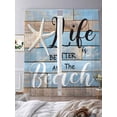 thumbnail image 4 of Sheer Curtains 84 inches Long 2 Panels Set Blue Coastal Nautical Light Filtering Sheer Drapes Rod Pocket Window Curtains for Living Room/Bedroom, Life Is Better at The Beach Farmhouse, 4 of 8