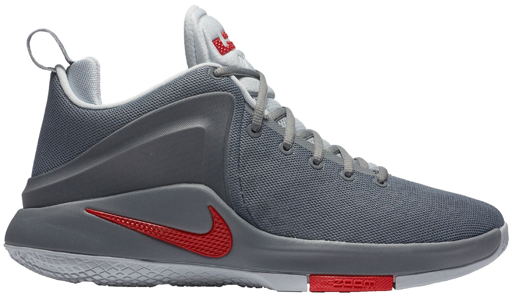 Nike Men's Zoom Witness Basketball Shoes Grey/Red 10.0