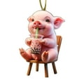 thumbnail image 1 of Acrylic Drink Milk Tea Cute Piglet Rearview Decorative Pendant Backpack Keychain Decorative Pendant, 1 of 8