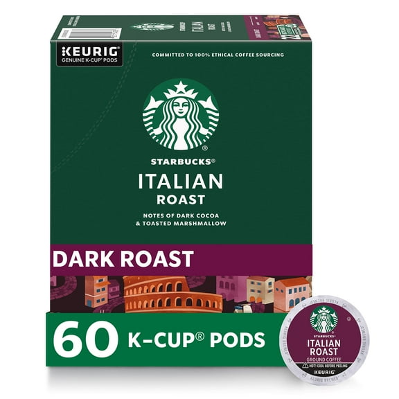 Starbucks K-Cup Coffee Pods—Dark Roast Coffee—Italian Roast For Keurig Brewers—100% Arabica—6 Boxes (60 Pods Total)
