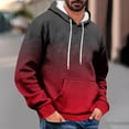 thumbnail image 2 of VBTAPA Men's Fashion Hoodies & Sweatshirt Gradient Color Hooded Sweayshirt Oversized Drawstring Pullover Hoodie Loose Casual Sweatshirts with Kangaroo Pocket Wine XXL, 2 of 5
