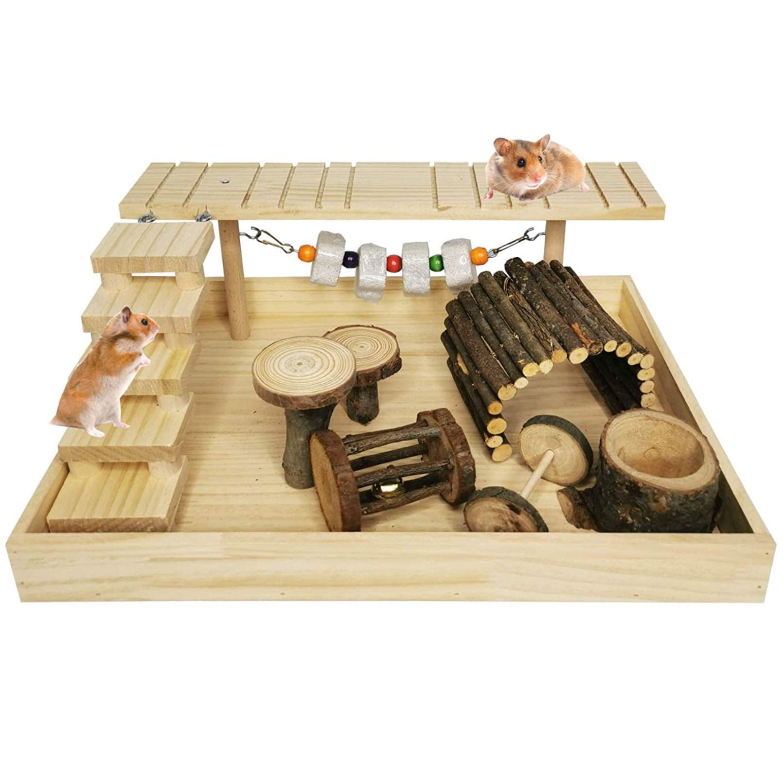 Dwarf Hamster Activity Playground-Style 1 Small Animal Wood Exercise Gym Set