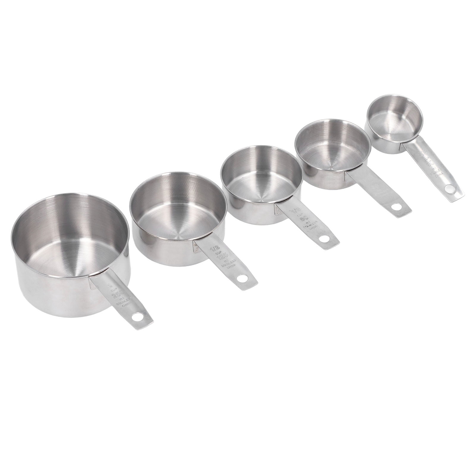 5Pcs Measure cups Bar Metal Measuring Spoon &Measuring Cup Set Stainless Steel 