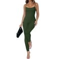 thumbnail image 2 of Bellella Combinaisons pour Femmes Col Rond Pantalons Longs Combinaison Extensible Décontractée Bretelles Spaghetti une Pièce Femmes 2831 Vert Armée S, 2 of 4