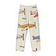 thumbnail image 6 of Uemuo Striped Vintage Planes Pattern Men's Wide Leg Palazzo Lounge Pants with Pockets Light Weight Loose Comfy Casual Pajama Pants-Large, 6 of 9