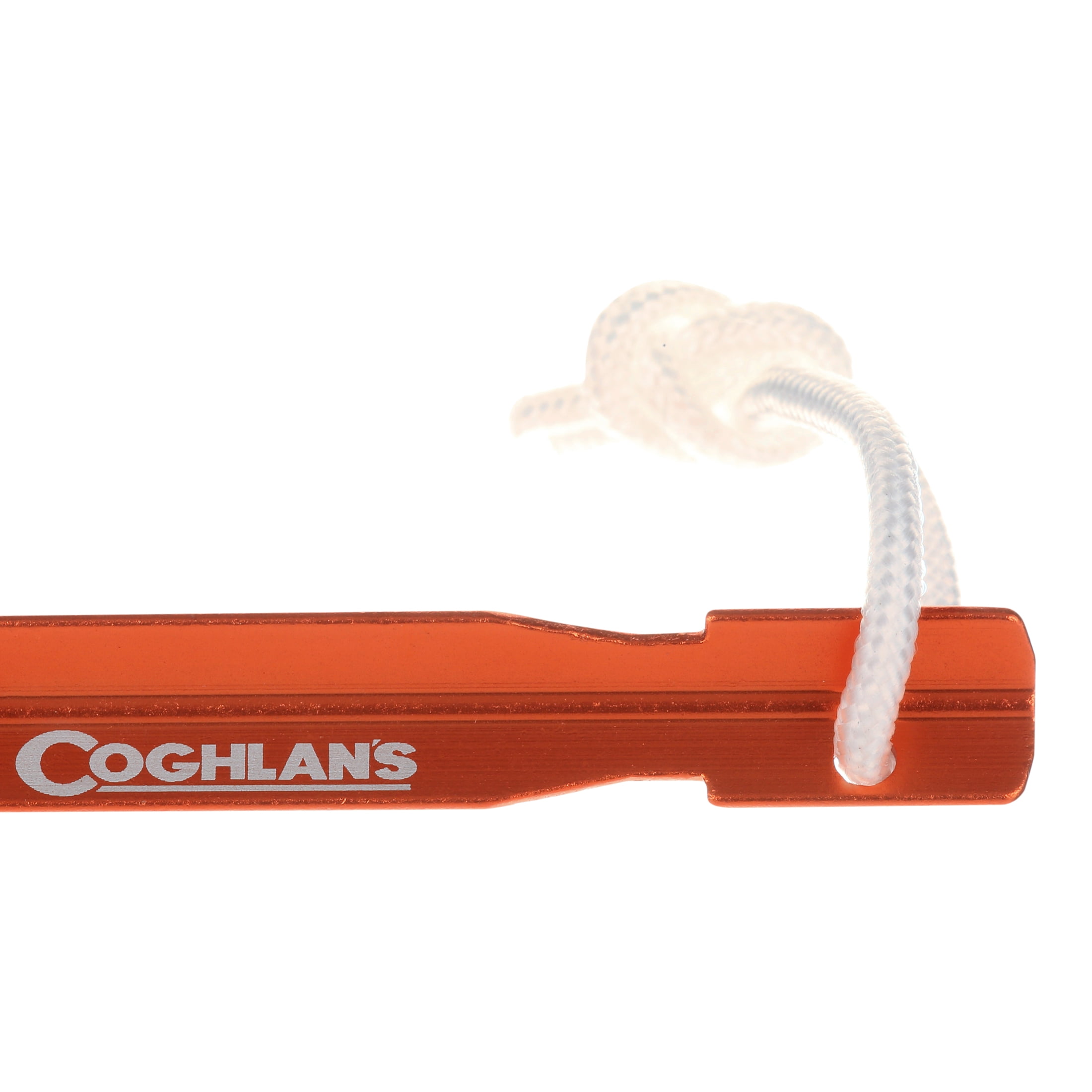 (4 pack) Coghlan's 9" Ultralight Tent Pegs 0.5 oz (14g), Anodized Aluminum, With Easy Pull Nylon Cord For Camping and Backpacking