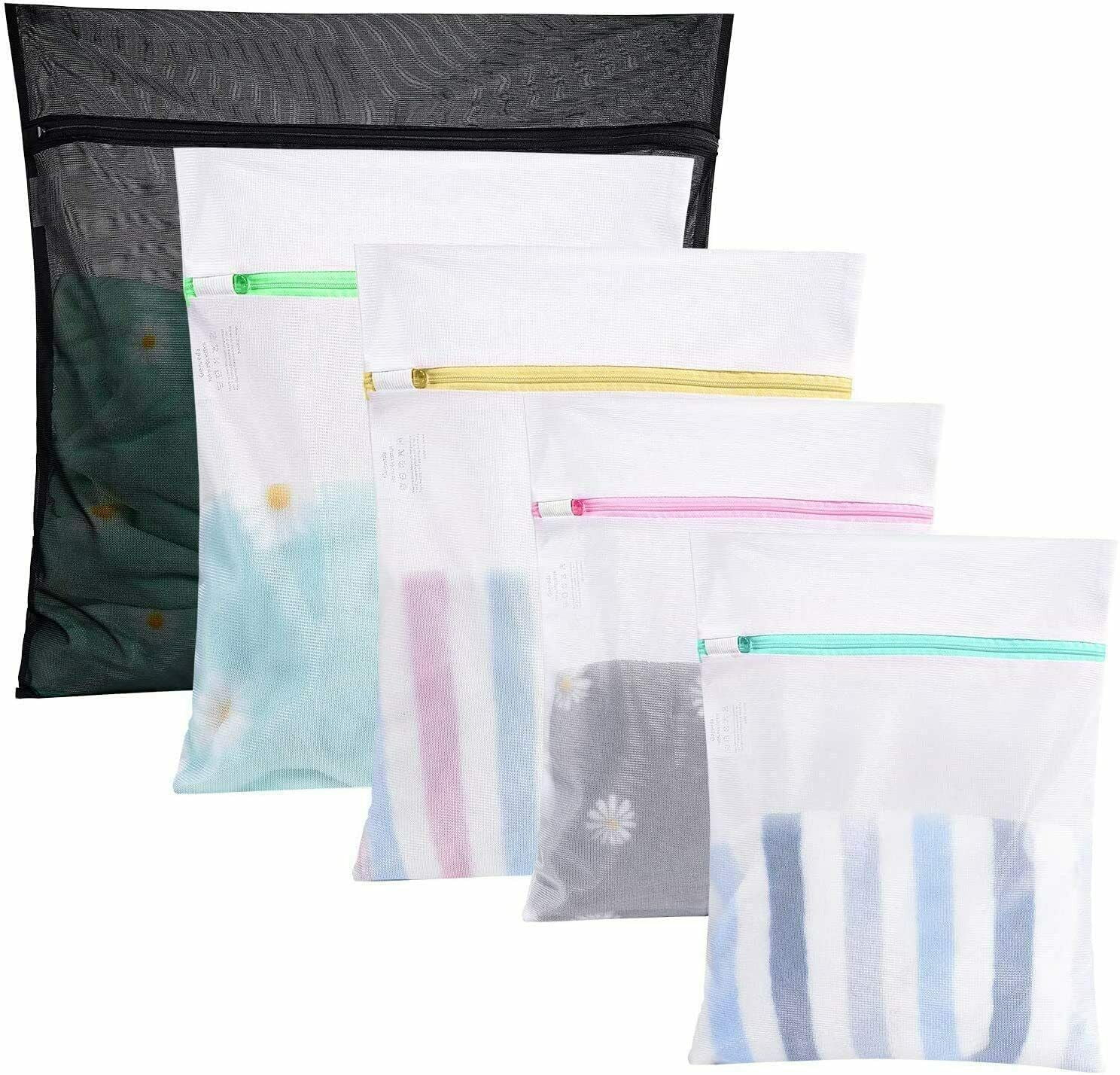 TFCFL 5Pc Zipped Wash Bag Laundry Washing Mesh Net Lingerie Bra Clothes Sock Underwear