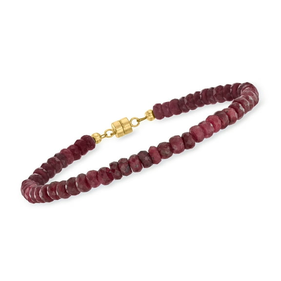 Ross-Simons 35.00 ct. t.w. Ruby Bead Bracelet With 14kt Yellow Gold Magnetic Clasp, Women's, Adult