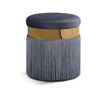 Meridian Furniture Yasmine Contemporary Velvet Ottoman/Stool in Gray