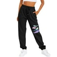 thumbnail image 2 of FINALGANG Womens Butterfly Print Jogger Sweatpants With Drawstring Elastic Waist Elastic Hem For Casual Daily Wear Loungewear Street Style Outings Cozy Trousers, 2 of 4