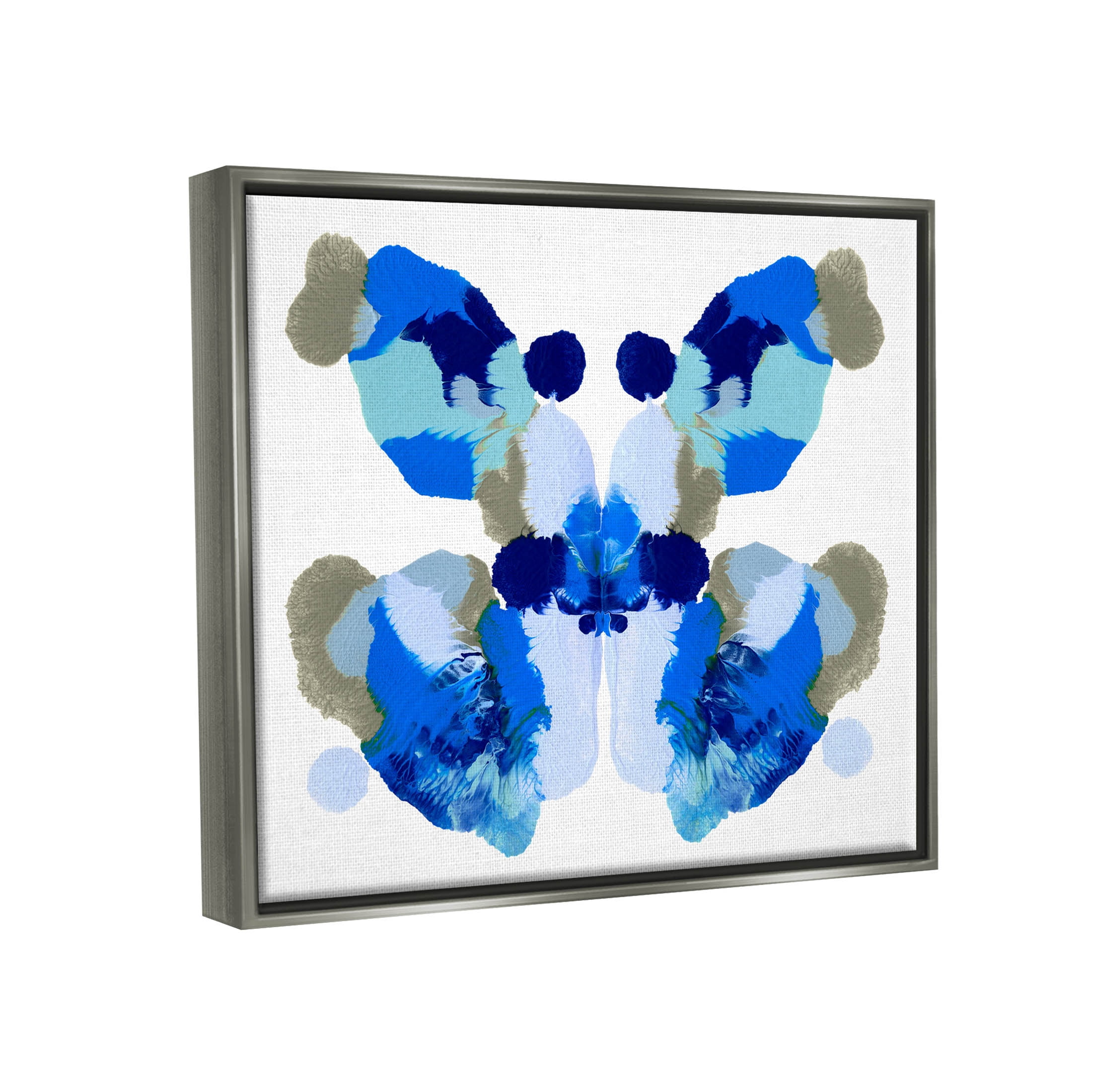 Stupell Industries Abstract Symmetrical Ink Blot Shape Graphic Art Luster Gray Floating Framed Canvas Print Wall Art, Design by Emma Caroline