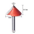 thumbnail image 3 of CNC Tungsten Steel Slotting Cutter 90 Degree 6mm Shank 32mm Diameter For 3D Panel Making Red YH, 3 of 5