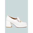 thumbnail image 2 of Morgan Metallic Embellishment Leather Platform Loafers in White, 2 of 7