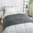 thumbnail image 5 of Throw Fleece Blanket for Couch - Super Soft Cozy Throw Blanket for Women,3D Striped Lightweight Blanket, All Seasons Flannel Blanket for Bed, 40x60 Inches, Grey, 5 of 6