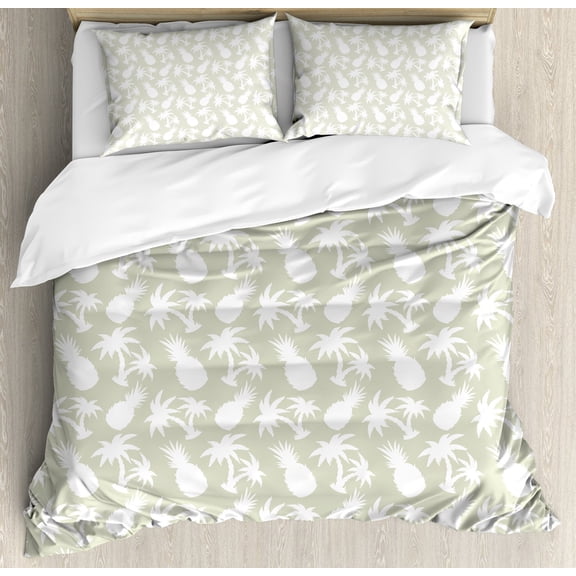 Bed Sheet Set Pineapple Tropical Theme Vintage Style Fruit Pattern Decor 3 Piece Bedding Set with