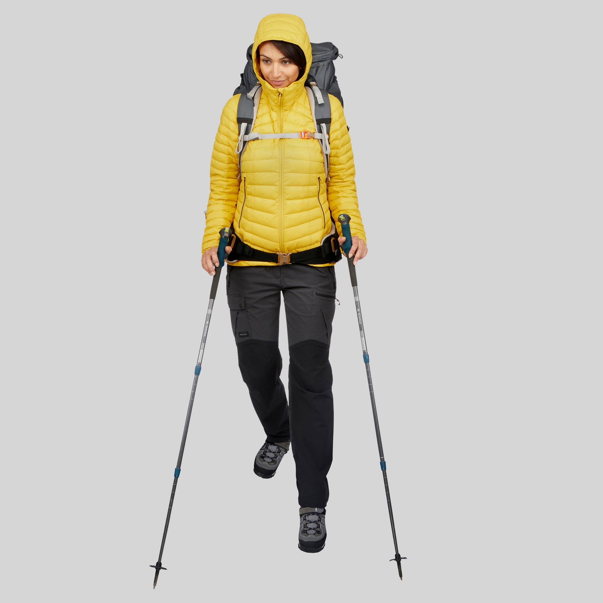 Forclaz Trek 100, 23°F Real Down Packable Puffer Backpacking Jacket, Women's, Yellow, 2XL