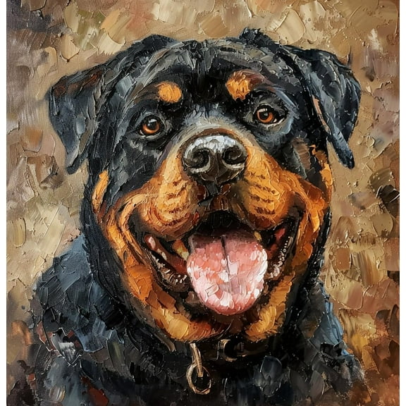 Textured Portratit of Black Rottweiller Dog DIY 5D Diamond Art Painting by Number Kits for Adults Paint with Full Drill Round Diamond Gems Painting Art Craft for Home Wall Decor 13.8x13.8inch