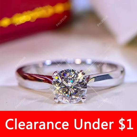 Rings for Women Cubic Zirconia 4 Prong Engagement Ring Stainless Steel Wedding Band Non Tarnish Adjustable Stackable Jewelry by PALIFEUR