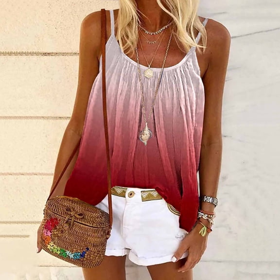 Blmnix Womens Camisole Tank Tops Loose Spaghetti Strap Graphic Tank Tops Camisoles Red Sleeveless Vest Tops for Women