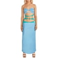 thumbnail image 1 of VISgogo - Conjuntos de 2 uds para mujer, retales con cremallera en la espalda, camisetas sin mangas sin tirantes y falda larga con cintura elástica VISgogo moda, 1 of 8