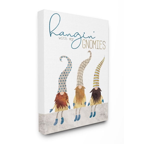 Stupell Industries Hanging with my Gnomies Garden Fictional Character Pun Canvas Wall Art Design by Marla Rae, 30" x 40"