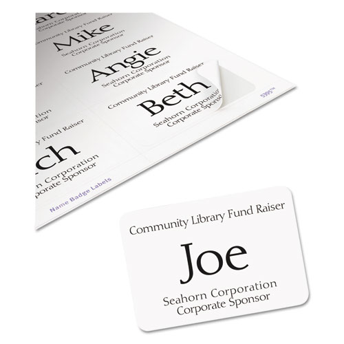 "Flexible Adhesive Name Badge Labels, 3.38 X 2.33, White, 400/box | Bundle of 2 Boxes"