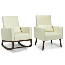 Costway Set of 2 Dual-use Upholstered Rocking Chair with Pillow Beige