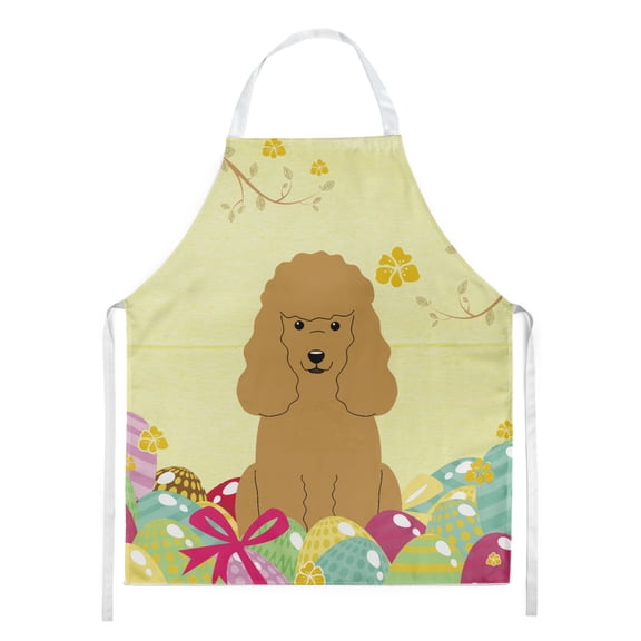 Carolines Treasures BB6069APRON Easter Eggs Poodle Tan Apron Large multicolor
