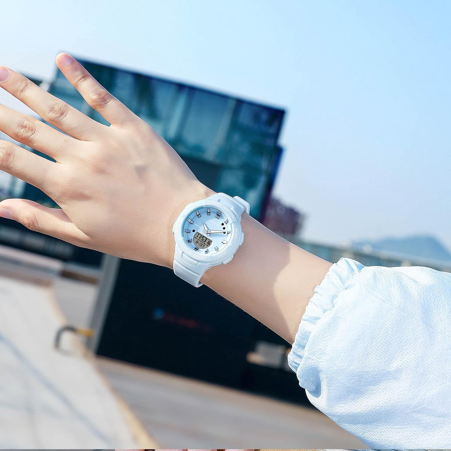 Electronic Wristwatch Digital Analog Quartz Watches Ladies Simple Resin 50M Waterproof Watch Multifunctional Military for Women