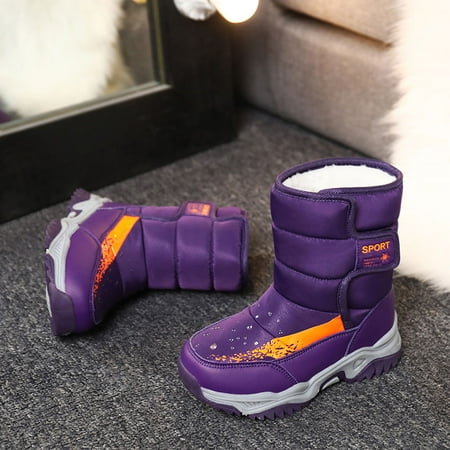 

Boys And Girls Casual High Top Snow Boots Fleece Thermal Non-slip Boots For Winter