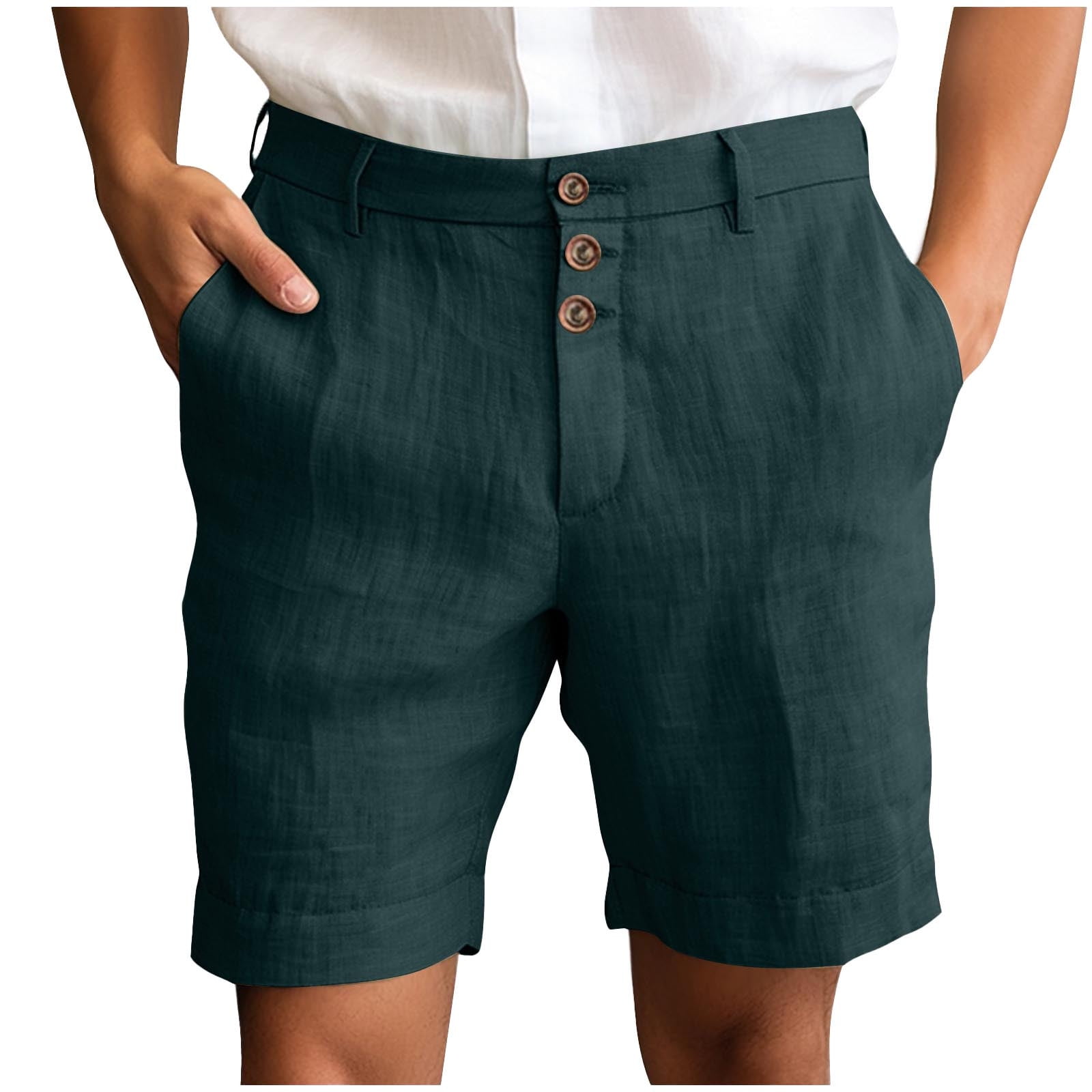 YanHoo Shorts en Lin pour Hommes Décontractés Plage Mariage Shorts