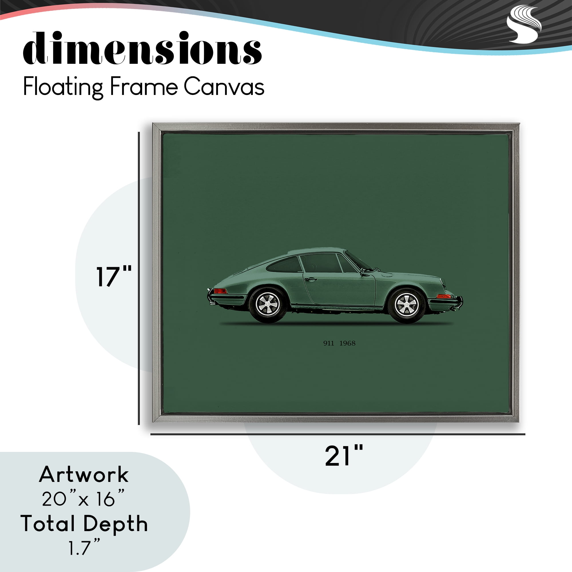 Stupell Industries Green Toned Classic Car Gray Framed Floater Canvas Wall Art, design by Mark Rogan