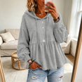 thumbnail image 2 of Yigetop Women's Peplum Hooded Sweatshirt Long Sleeve Puff Sleeve Loose Casual Pullover Hoodie Tops Grey 3XL, 2 of 4