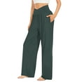 thumbnail image 2 of SUNSIOM Pantalon Large Décontracté pour Femmes, Couleur Unie Taille Haute Croisée Pantalon de Pyjama, 2 of 5